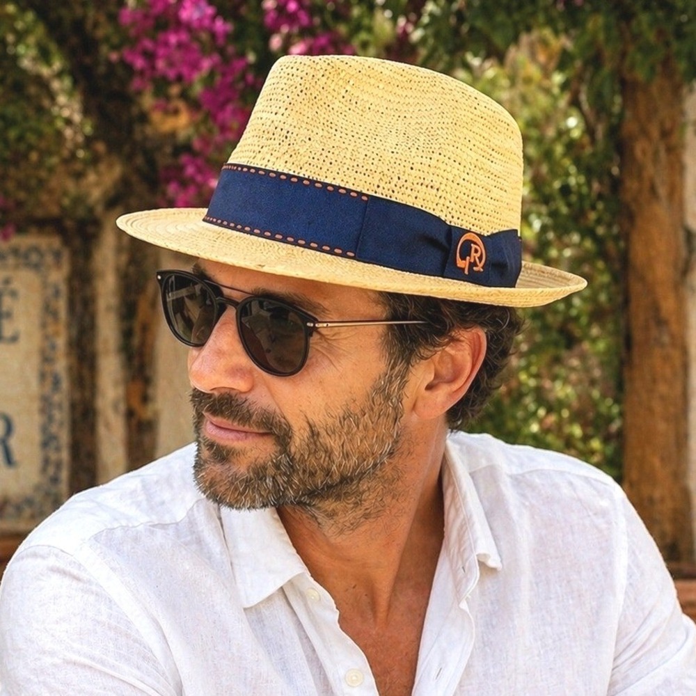 Robert Graham Panama Straw Hand Woven Hat Sz L Fedora Preppy Resortwear Beach